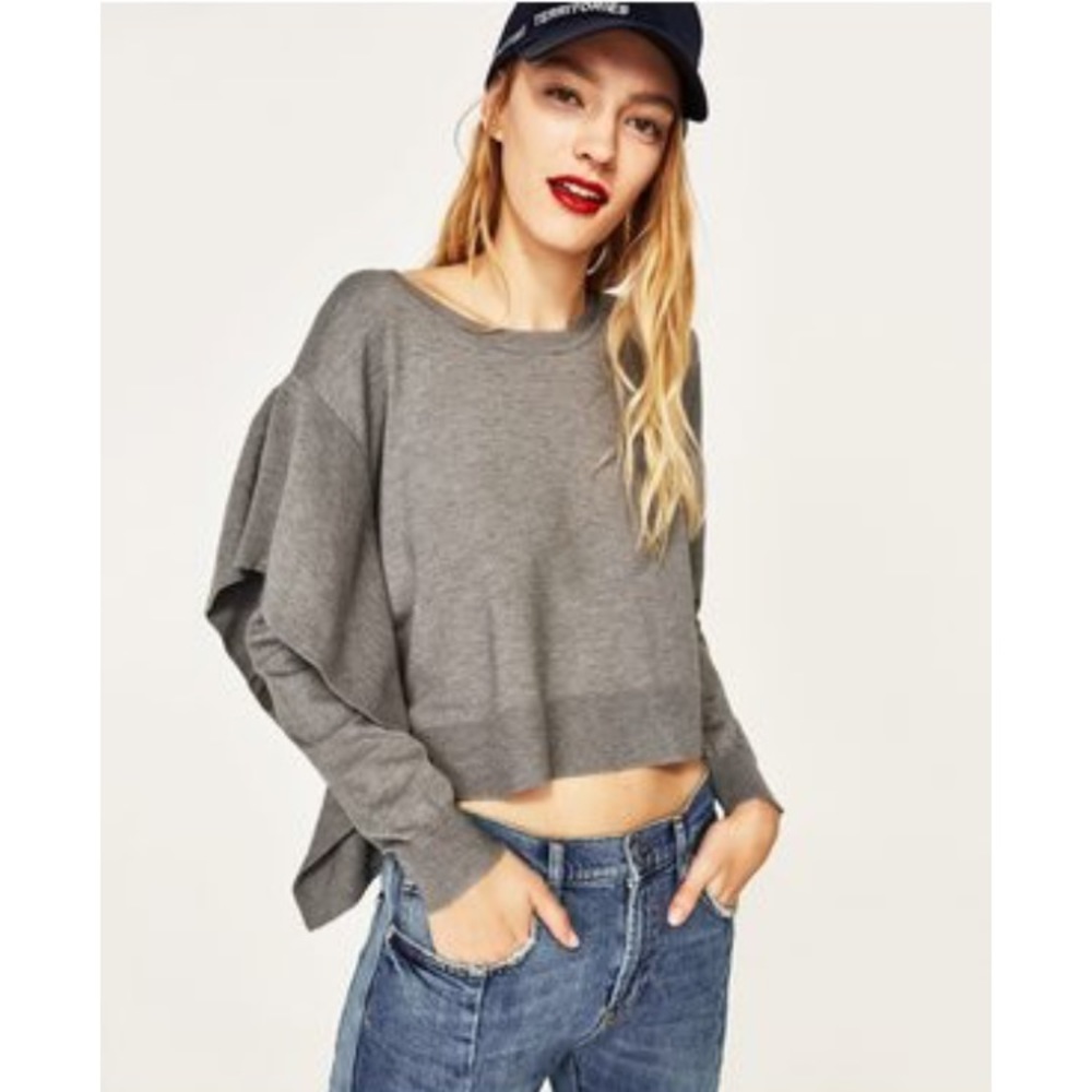 Zara Side Frill Cropped Sweater